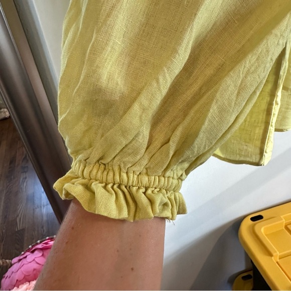 Anthropologie Maeve The Audie Linen Puff Sleeve Blouse. Size: Small. Yellow. - Picture 2 of 7